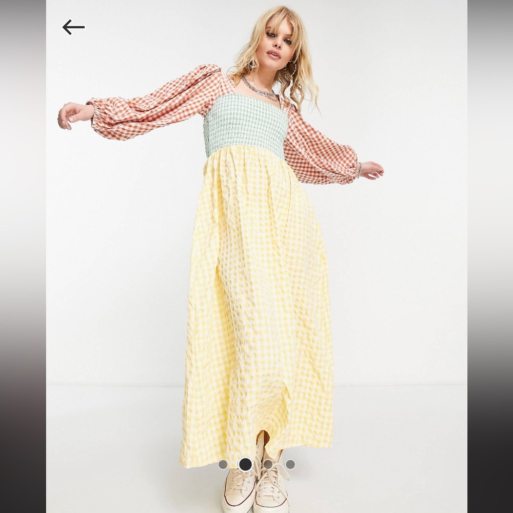 Mixed gingham maxi dress